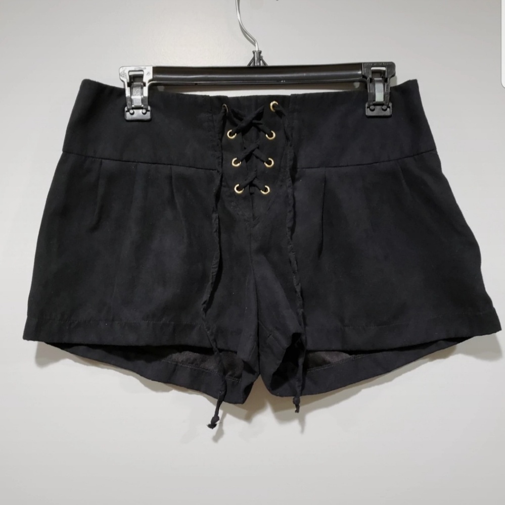 Suede Lace-up Dress Shorts